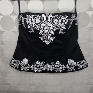 WHBM • black and white fancy strapless top